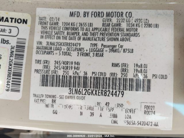 3LN6L2GKXER824479 Lincoln MKZ