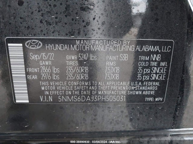 Hyundai Santa Fe Xrt 2023 5NMS6DAJ3PH505031 Image 9