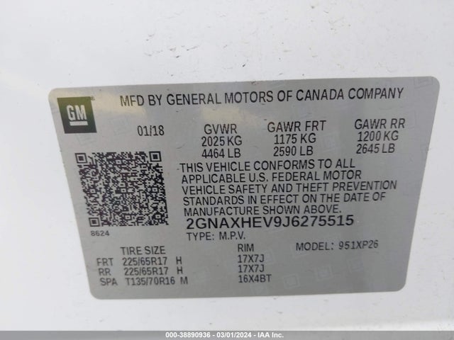 Chevrolet EQUINOX LS 2018 2GNAXHEV9J6275515 Image 9