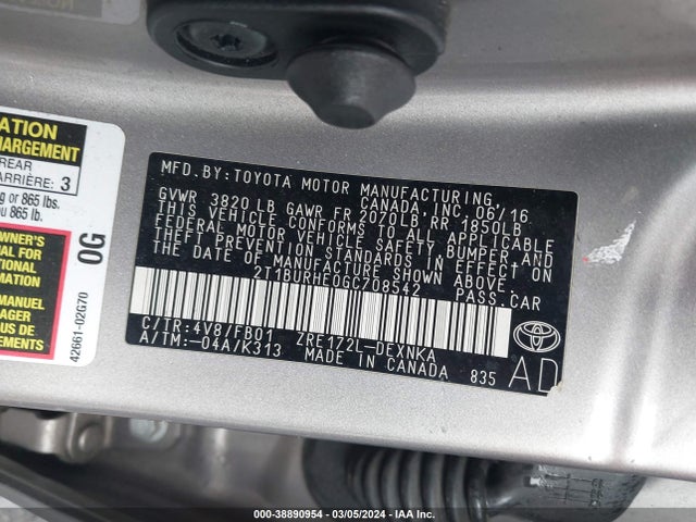 Toyota COROLLA LE 2016 2T1BURHE0GC708542 Image 9