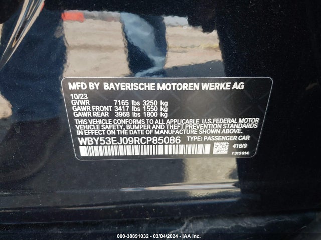 BMW I7 Xdrive60 2024 WBY53EJ09RCP85086 Image 9