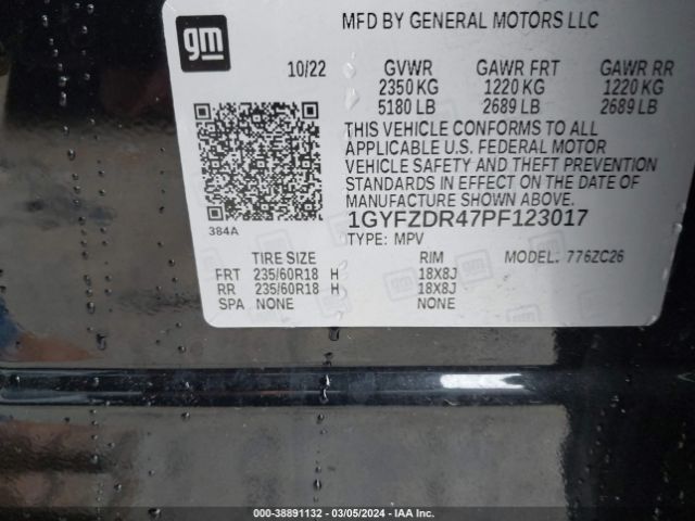 1GYFZDR47PF123017 Cadillac Xt4 Awd Premium Luxury