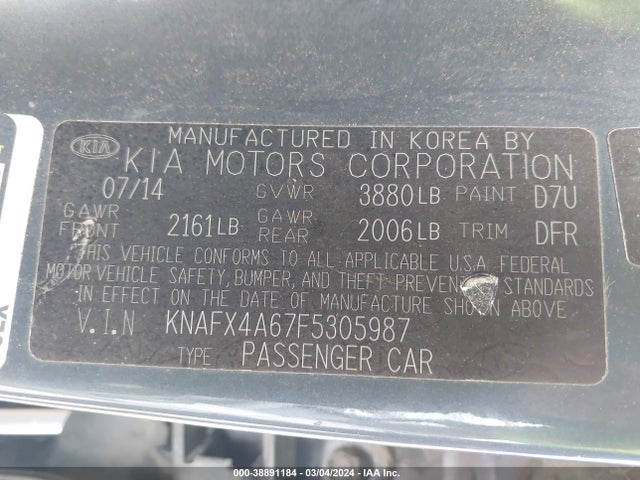 KIA FORTE LX 2015 KNAFX4A67F5305987 Image 9