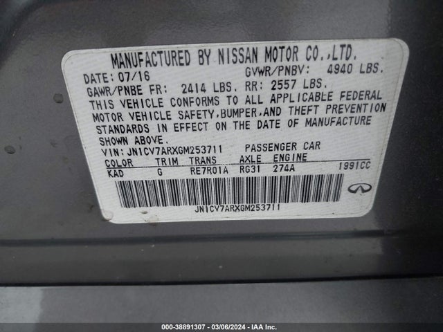 JN1CV7ARXGM253711 Infiniti Q50 2.0t Premium