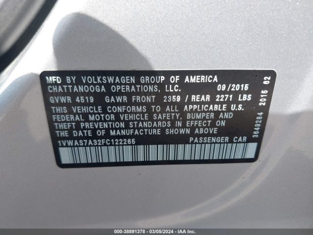 1VWAS7A32FC122265 Volkswagen Passat 1.8t Limited Edition