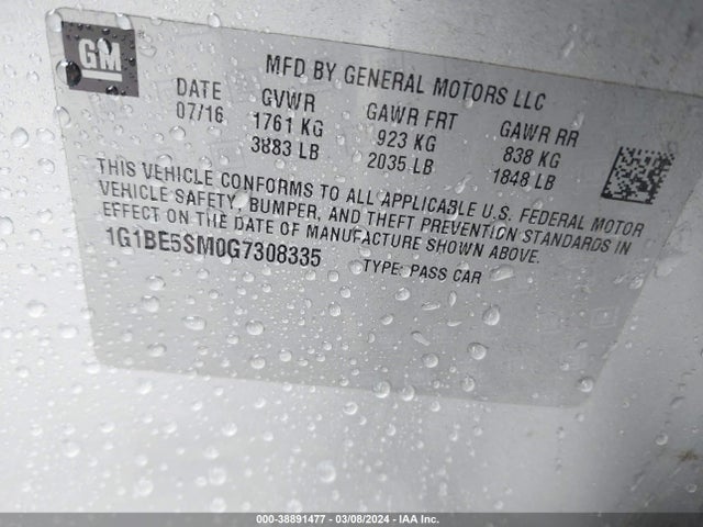 Chevrolet Cruze Lt Auto 2016 1G1BE5SM0G7308335 Image 9