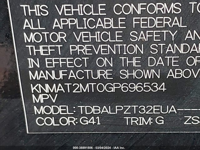 Nissan Rogue S/sl/sv 2016 KNMAT2MT0GP696534 Image 9