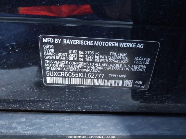 BMW X5 Xdrive40i 2019 5UXCR6C55KLL52777 Image 9