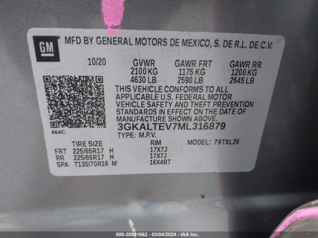 3GKALTEV7ML316879 GMC Terrain Awd Sle
