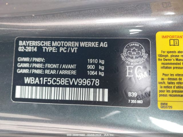 WBA1F5C58EVV99678 BMW 228I