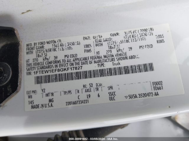 1FTEW1EF8GKF17827 Ford F-150 Xlt