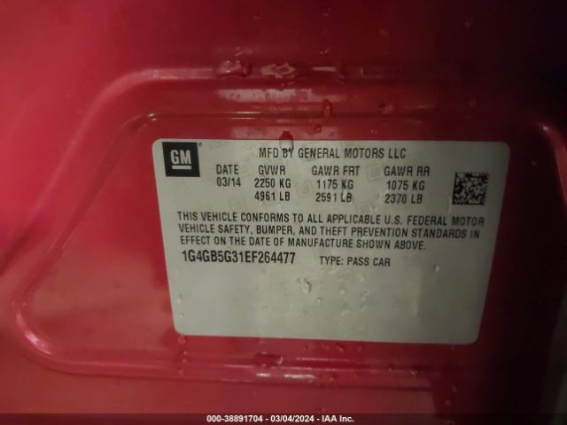 1G4GB5G31EF264477 Buick Lacrosse Leather Group