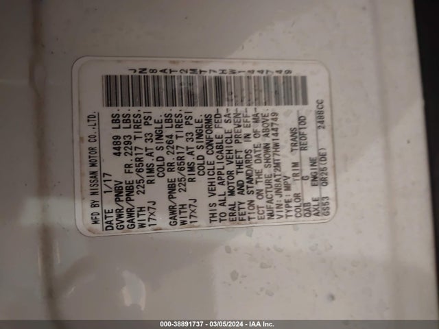 Nissan ROGUE SV 2017 JN8AT2MT7HW144749 Image 9