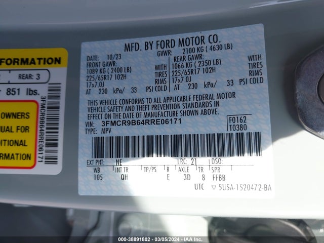 Ford Bronco Sport Big Bend 2024 3FMCR9B64RRE06171 Image 9