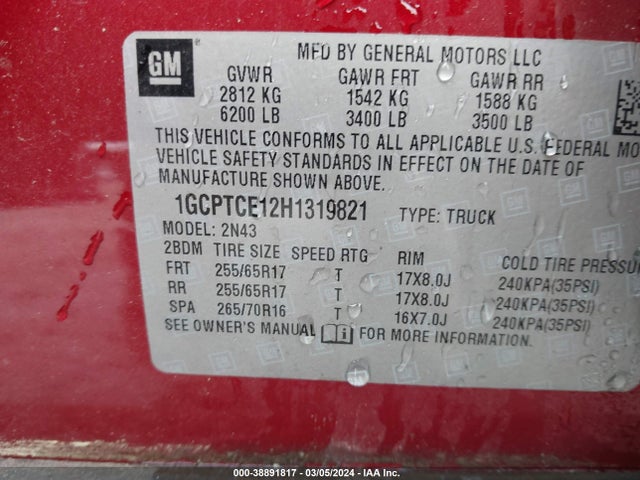 Chevrolet Colorado Lt 2017 1GCPTCE12H1319821 Image 9