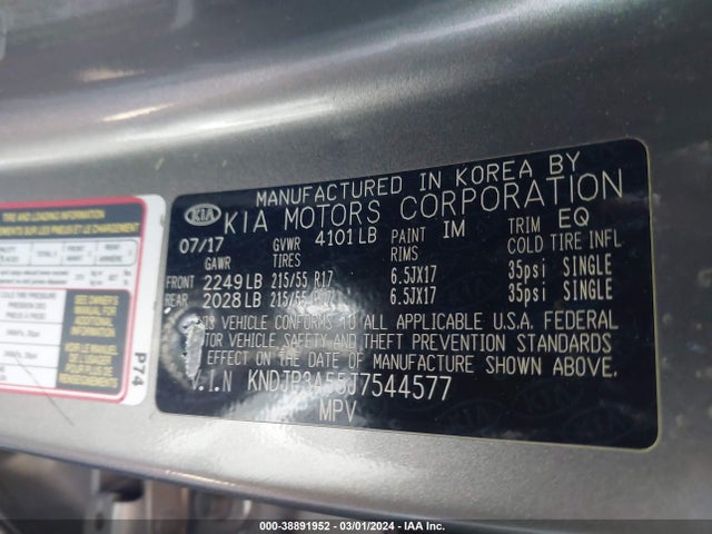 KIA SOUL + 2018 KNDJP3A55J7544577 Image 9