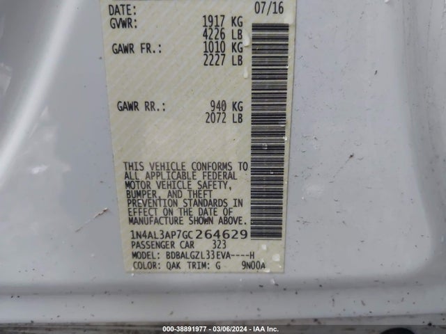 Nissan Altima 2.5 S 2016 1N4AL3AP7GC264629 Image 9