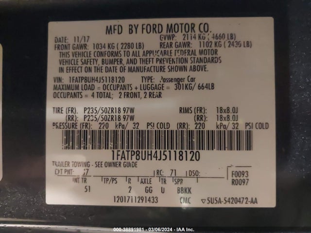 Ford Mustang Ecoboost Premium 2018 1FATP8UH4J5118120 Image 9
