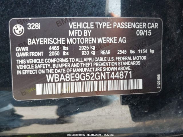 WBA8E9G52GNT44871 BMW 328I