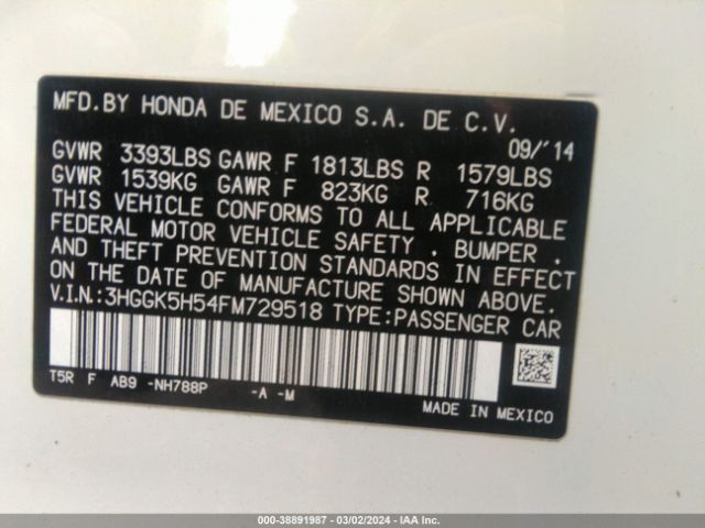 3HGGK5H54FM729518 Honda FIT LX