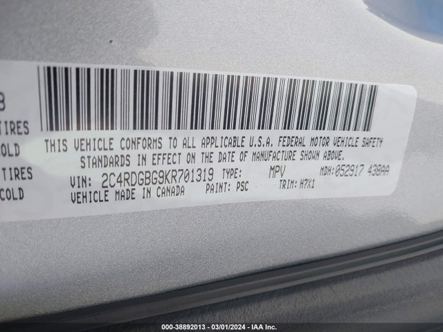 Dodge Grand Caravan Se 2019 2C4RDGBG9KR701319 Image 9