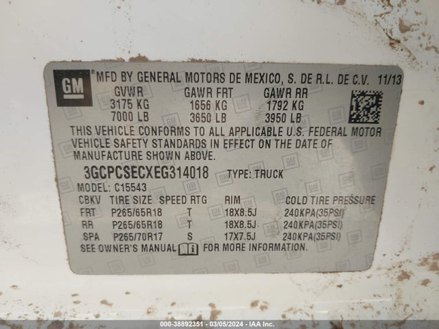 Chevrolet Silverado 1500 1lz 2014 3GCPCSECXEG314018 Image 9