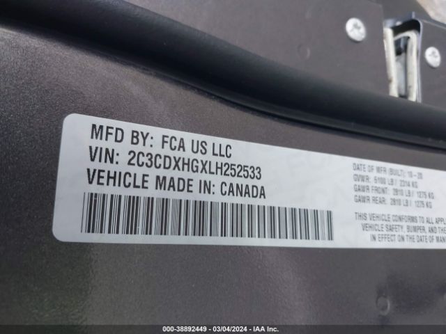 2C3CDXHGXLH252533 Dodge Charger Gt Rwd
