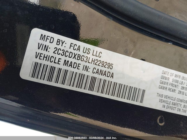 Dodge Charger Sxt Rwd 2020 2C3CDXBG3LH229295 Image 9