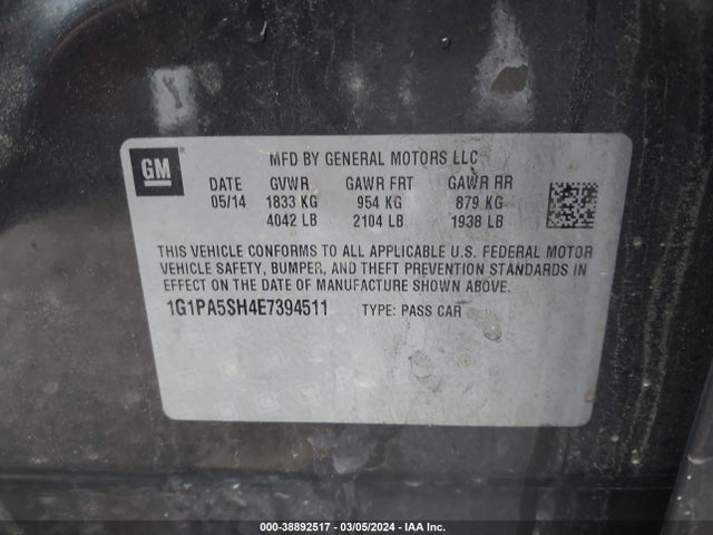 Chevrolet Cruze Ls Auto 2014 1G1PA5SH4E7394511 Image 9