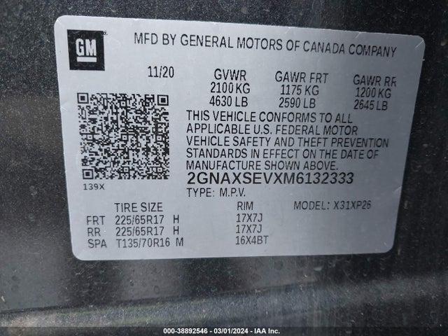 Chevrolet Equinox Awd Ls 2021 2GNAXSEVXM6132333 Image 9