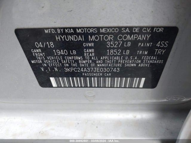 Hyundai Accent Sel 2018 3KPC24A37JE030743 Image 9