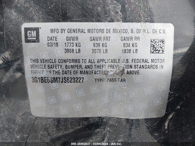 Chevrolet Cruze Lt Auto 2018 3G1BE6SM7JS623227 Image 9