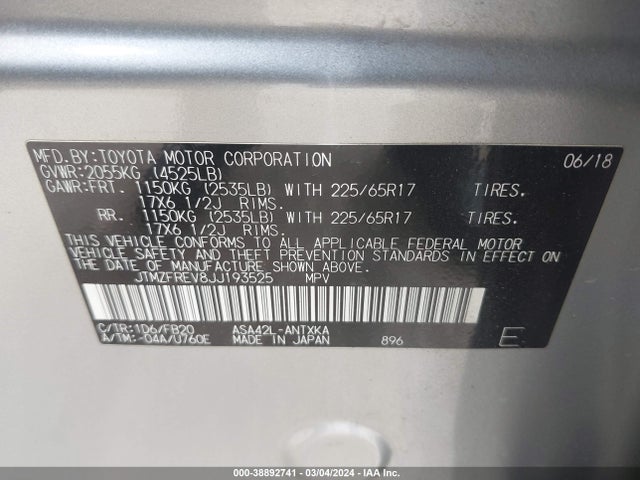 Toyota RAV4 LE 2018 JTMZFREV8JJ193525 Image 9