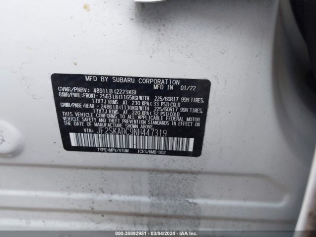 JF2SKADC9NH447319 Subaru Forester Premium
