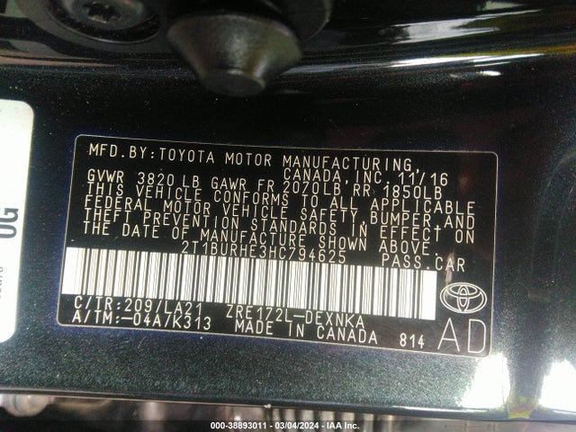 Toyota Corolla Xle 2017 2T1BURHE3HC794625 Image 9