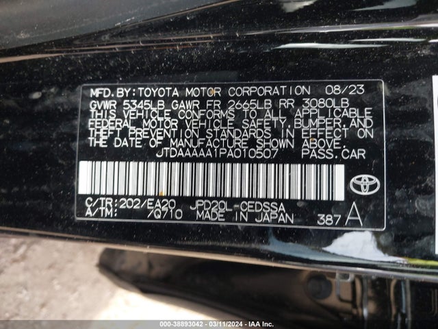 Toyota Mirai Xle 2023 JTDAAAAA1PA010507 Image 9