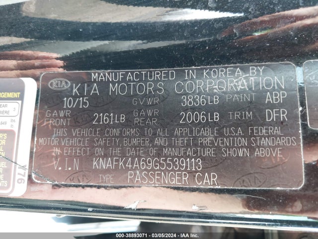 KIA FORTE LX 2016 KNAFK4A69G5539113 Image 9