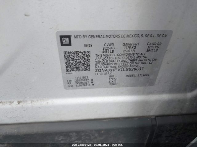 2020 CHEVROLET EQUINOX 3GNAXHEV1LS539637 Photo 8