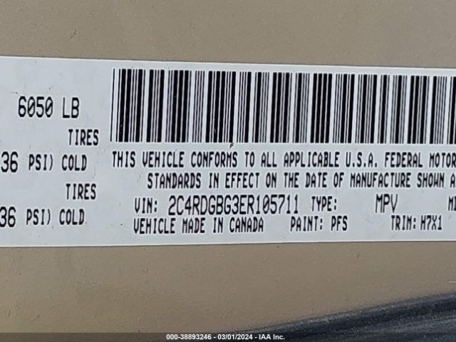 2C4RDGBG3ER105711 Dodge Grand Caravan American Value Pkg