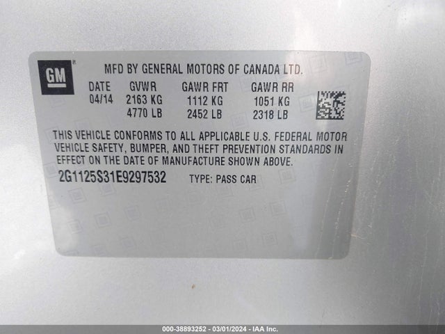 Chevrolet Impala 2lt 2014 2G1125S31E9297532 Image 9