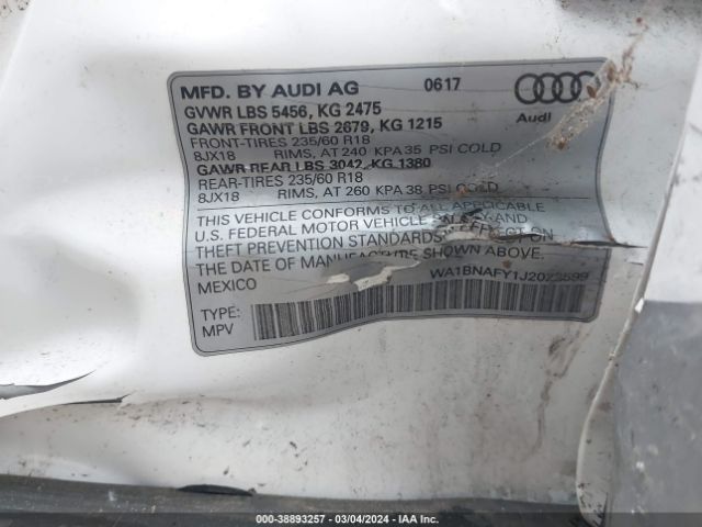WA1BNAFY1J2022599 Audi Q5 2.0t Premium/2.0t Tech Premium