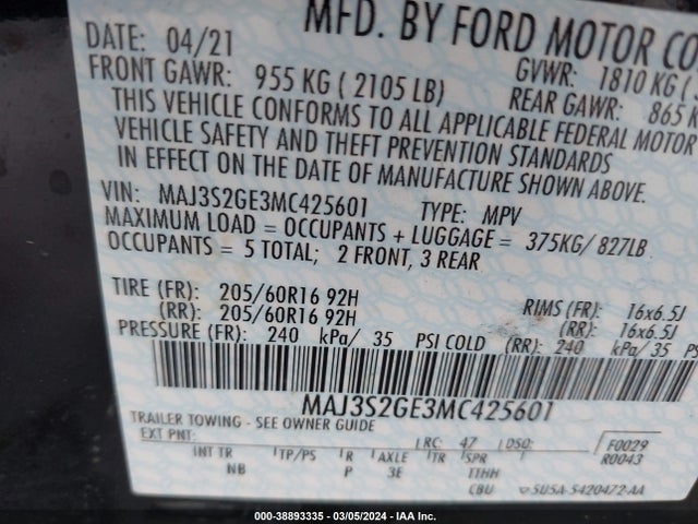 Ford Ecosport Se 2021 MAJ3S2GE3MC425601 Image 9
