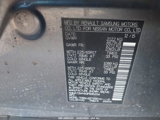 Nissan ROGUE SV 2016 KNMAT2MV6GP635254 Image 9
