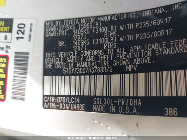Toyota Sienna Xle 8 Passenger 2017 5TDYZ3DC7HS783972 Image 9
