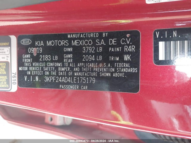 KIA Forte Lxs 2020 3KPF24AD4LE175179 Image 9