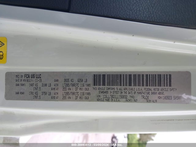 Jeep Gladiator Rubicon 4x4 2020 1C6JJTBG1LL156832 Image 9