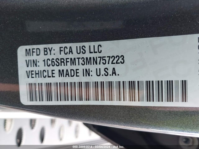 RAM 1500 Big Horn  4x4 6'4 Box 2021 1C6SRFMT3MN757223 Image 9