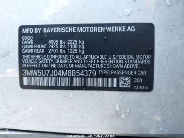 3MW5U7J04M8B54379 BMW 3 Series M340i