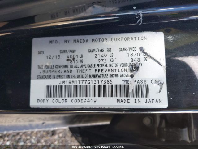 JM1BM1T77G1317385 Mazda Mazda3 I Sport