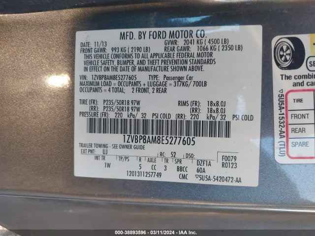 Ford Mustang V6 2014 1ZVBP8AM8E5277605 Image 9